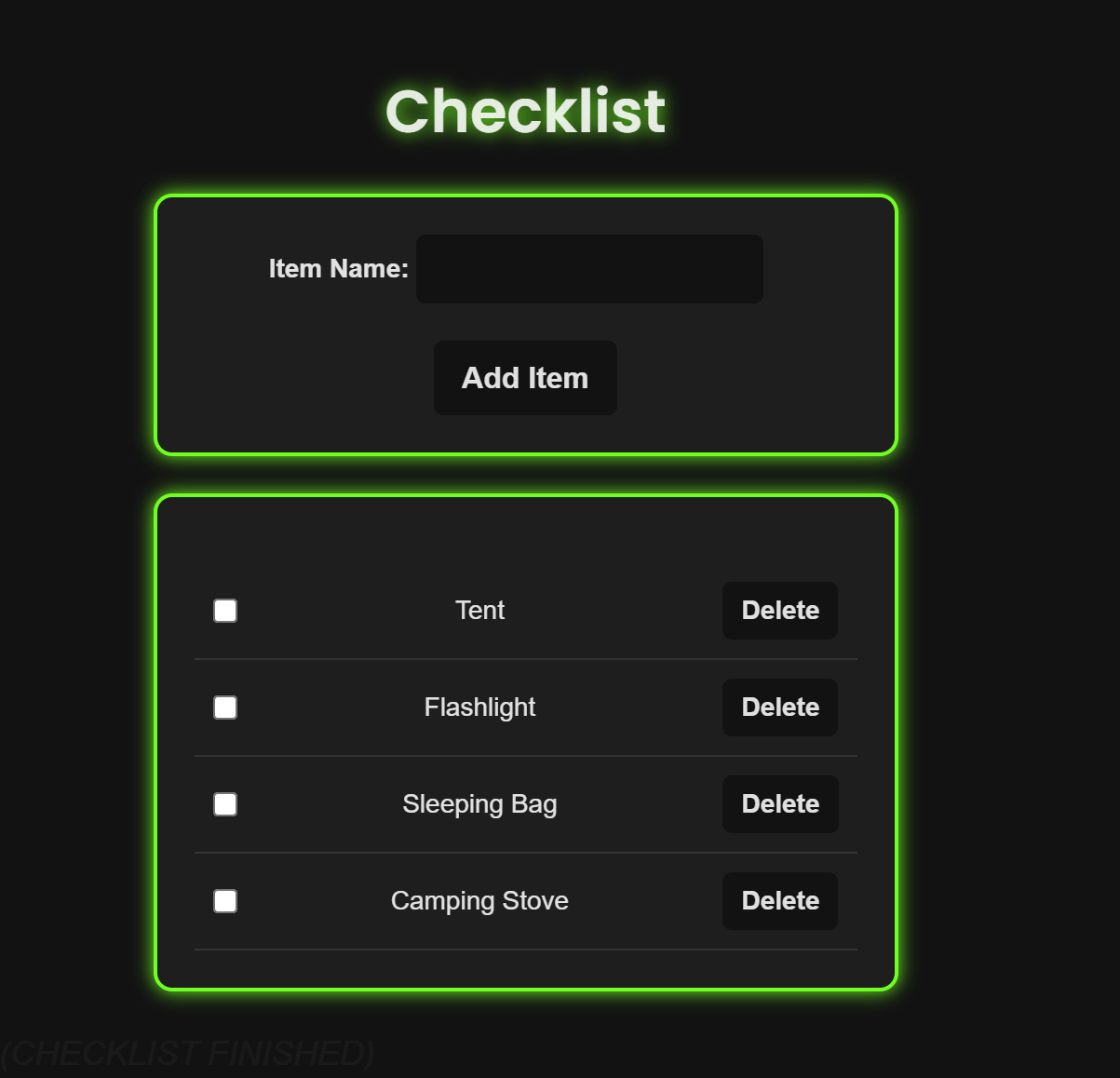 Checklist feature